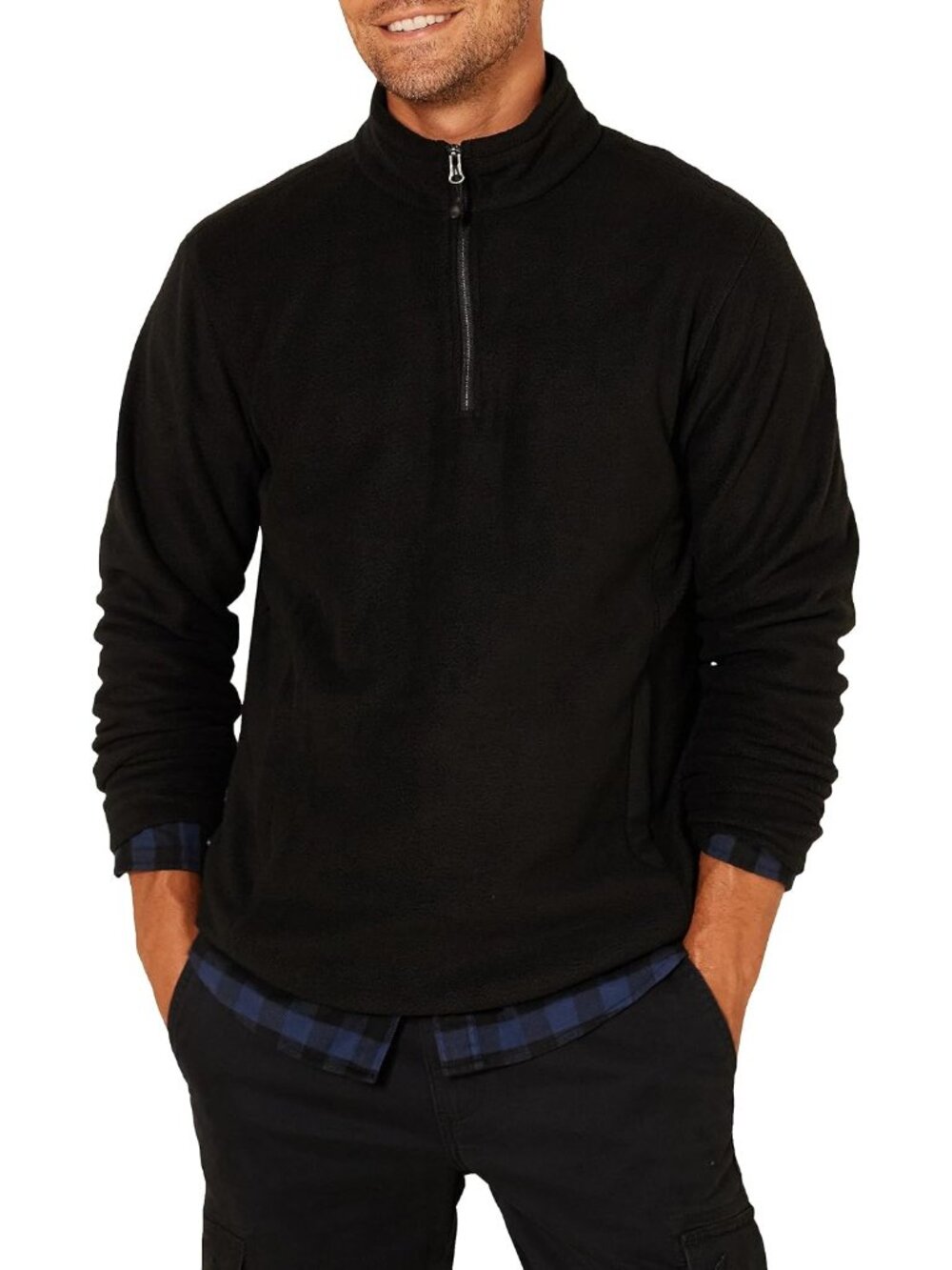 Men's Insulated Fleece Jacket, Quarter-Zip Pullover for Cold Weather